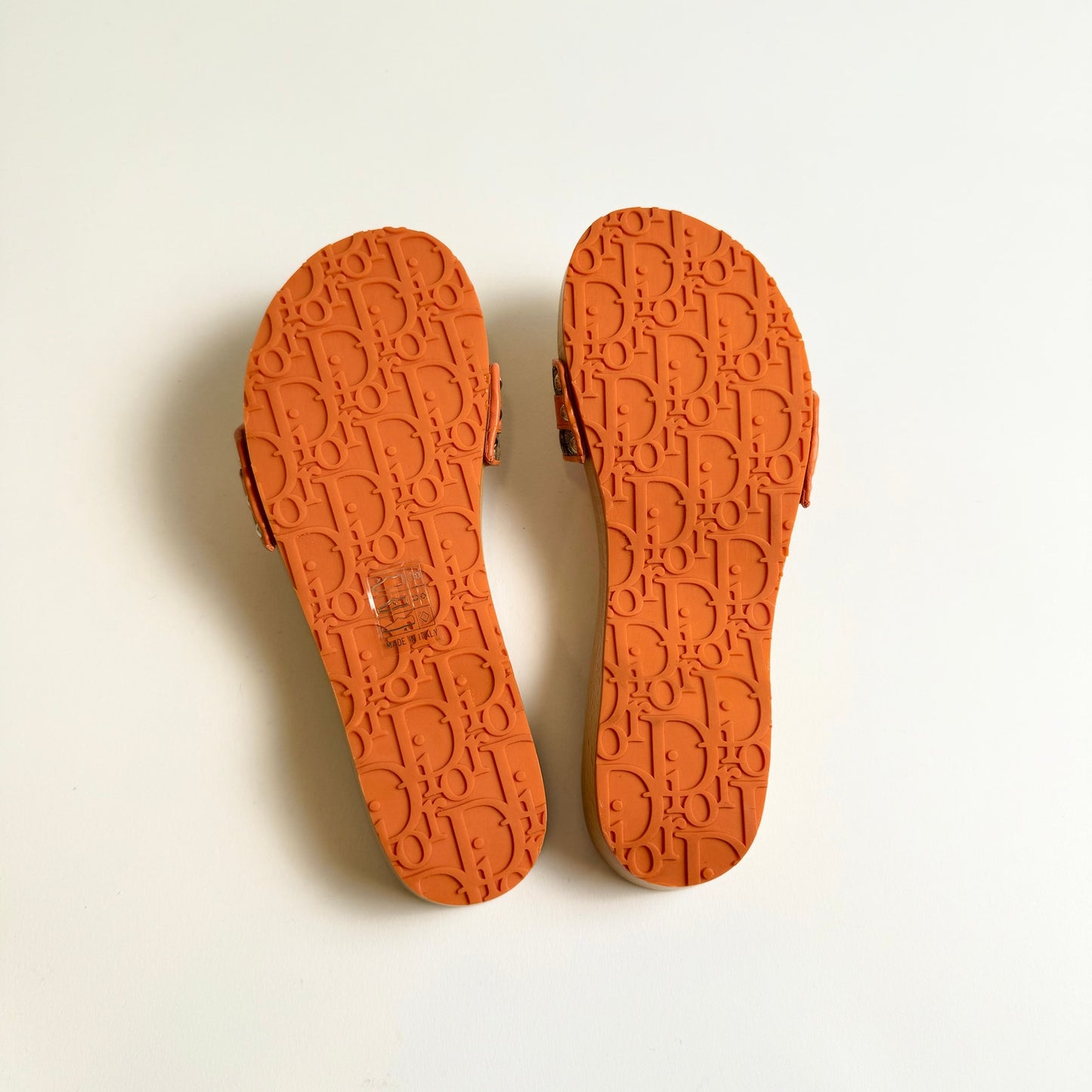 Christian Dior Slippers Size 36 Monogram Logo Canvas Wooden Insole Sandals -  - VertFashion
