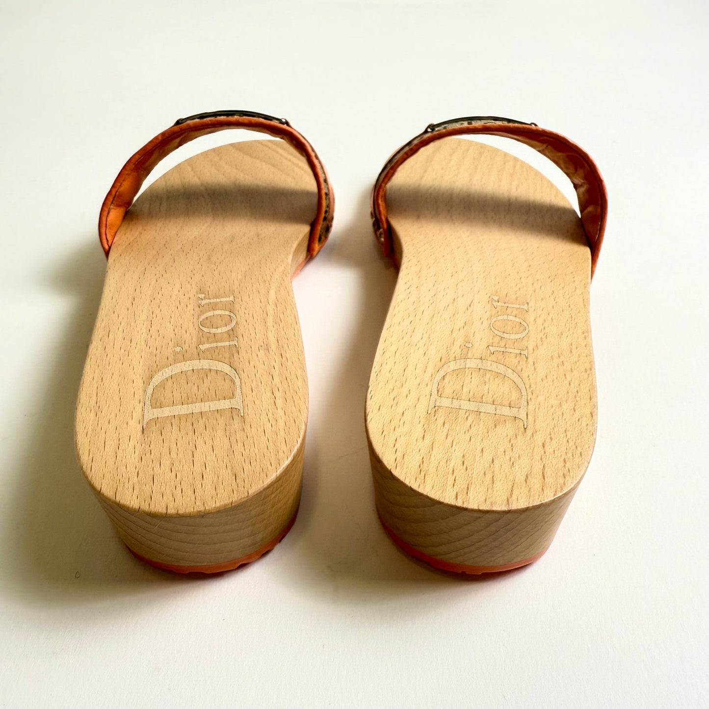 Christian Dior Slippers Size 36 Monogram Logo Canvas Wooden Insole Sandals -  - VertFashion